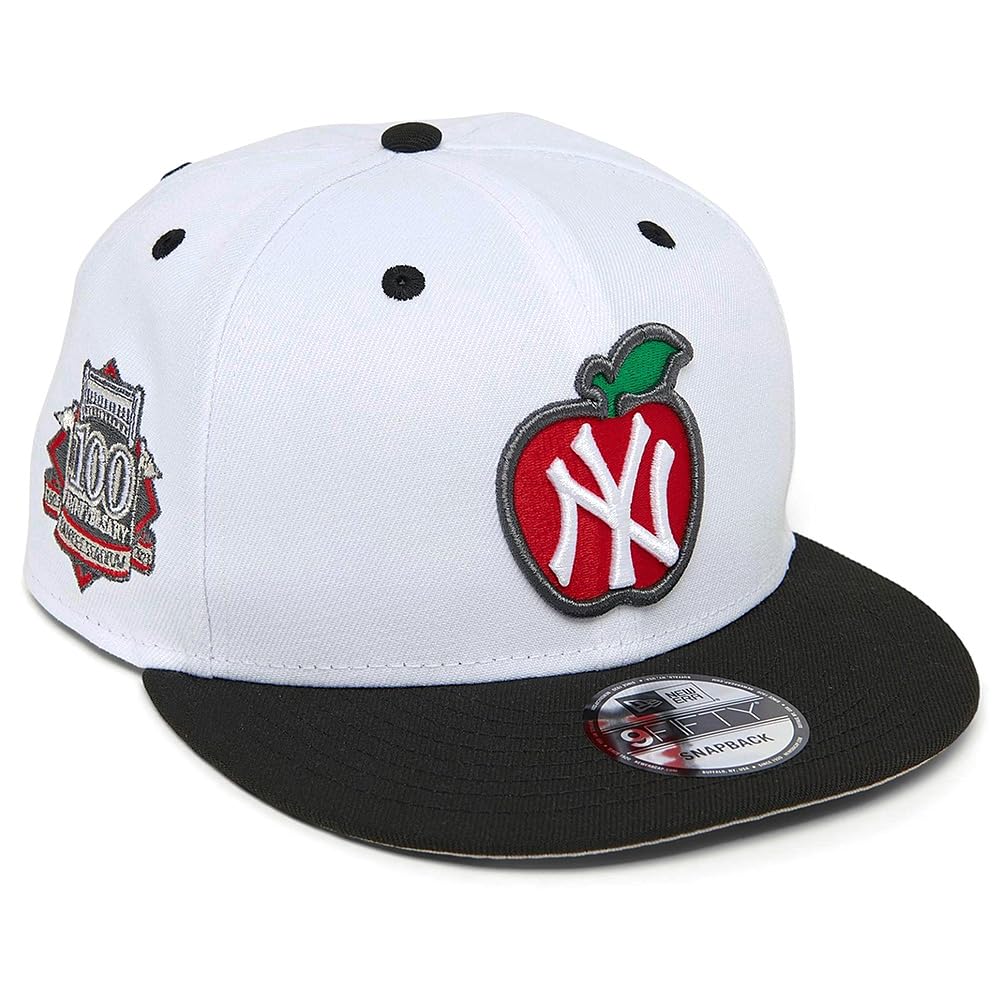 New Era NY New York Yankees 9FIFTY 100th Anniversary Big Apple Snapback Cap, Adjustable Hat White