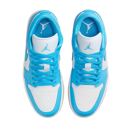 Nike Women's Air Jordan 1 Low-Top Shoes White | Dark Powder Blue | Gum Light Brown