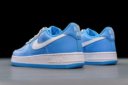 University Blue & White Nike Air Force 1 Low with Metallic Gold Accents
