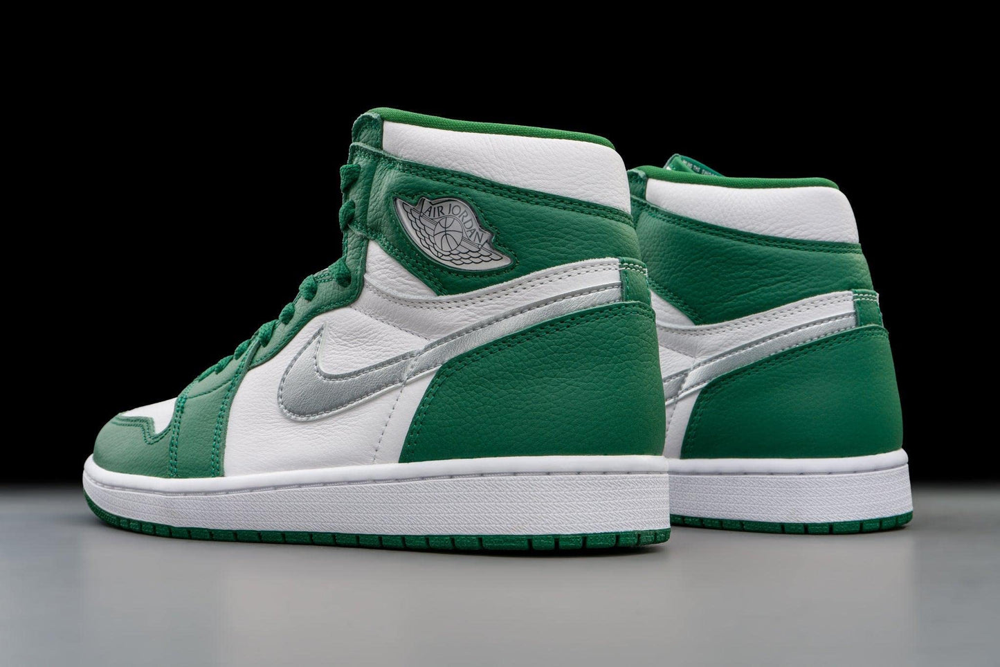 Jordan Men's 1 Retro High OG shoes, Gorge Green/Metallic Silver-wh