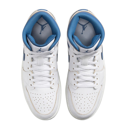 Nike Men's Air Jordan 1 Mid SE Sneaker White Industrail Blue Sail