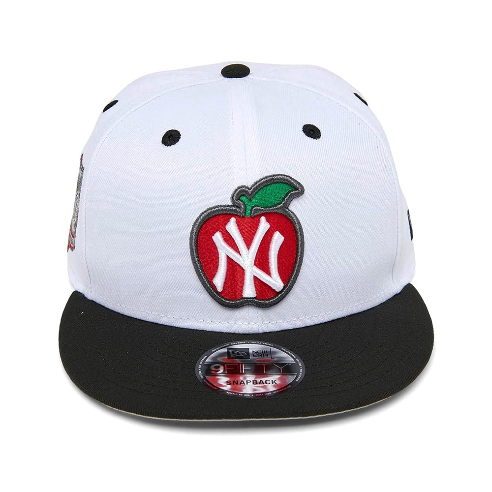 New Era NY New York Yankees 9FIFTY 100th Anniversary Big Apple Snapback Cap, Adjustable Hat White