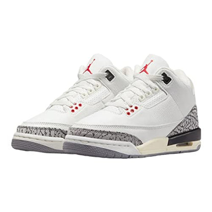 Nike Kids' Air Jordan 3 Retro Shoes Summit White/Fire Red-black