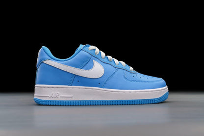 University Blue & White Nike Air Force 1 Low with Metallic Gold Accents