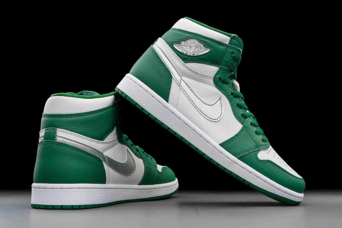 Jordan Men's 1 Retro High OG shoes, Gorge Green/Metallic Silver-wh