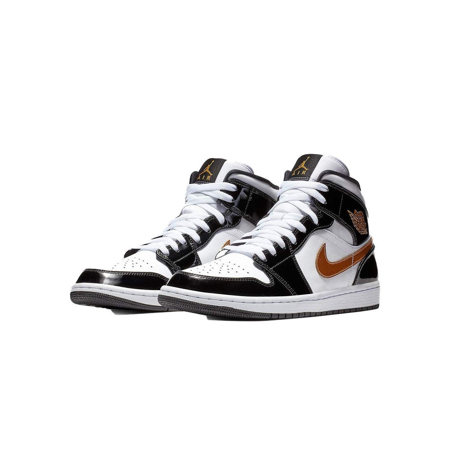 Nike Jordan Air 1 Mid (White/Metallic Gold-Obsidian 8) Black/White/Metallic Gold