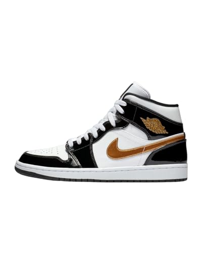 Jordan Air 1 Mid Se (Black/Metallic Gold-White, 9.5)