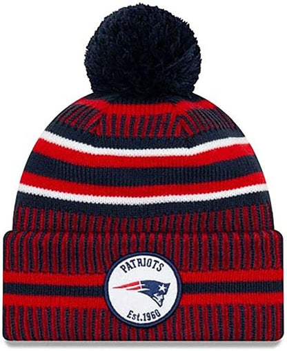 New Era Authentic Collection Patriots New England Cold Weather Bear Cuffed Knit Beanie Skully Cap Hat One Size Fit Most