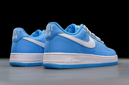 University Blue & White Nike Air Force 1 Low with Metallic Gold Accents