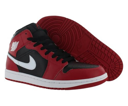 Jordan Men's 1 Mid White/Midnight Navy-Wolf Grey (DQ8426 104) Black/Gym Red/White