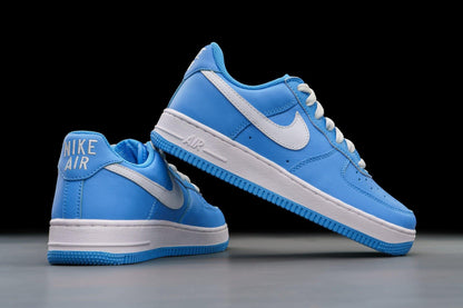 University Blue & White Nike Air Force 1 Low with Metallic Gold Accents