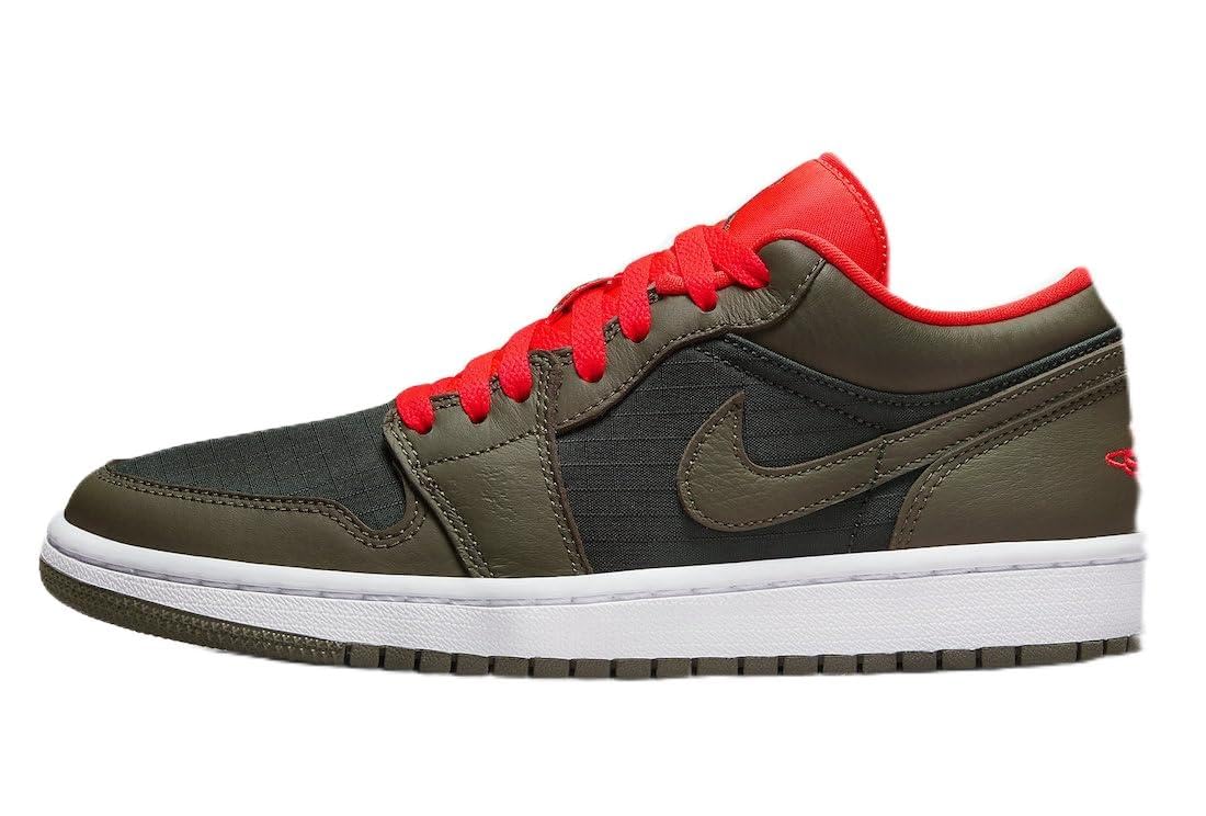 Jordan Womens WMNS Air 1 Low SE DQ6076 002 Black/Olive/Bright Crimson - Size 7W