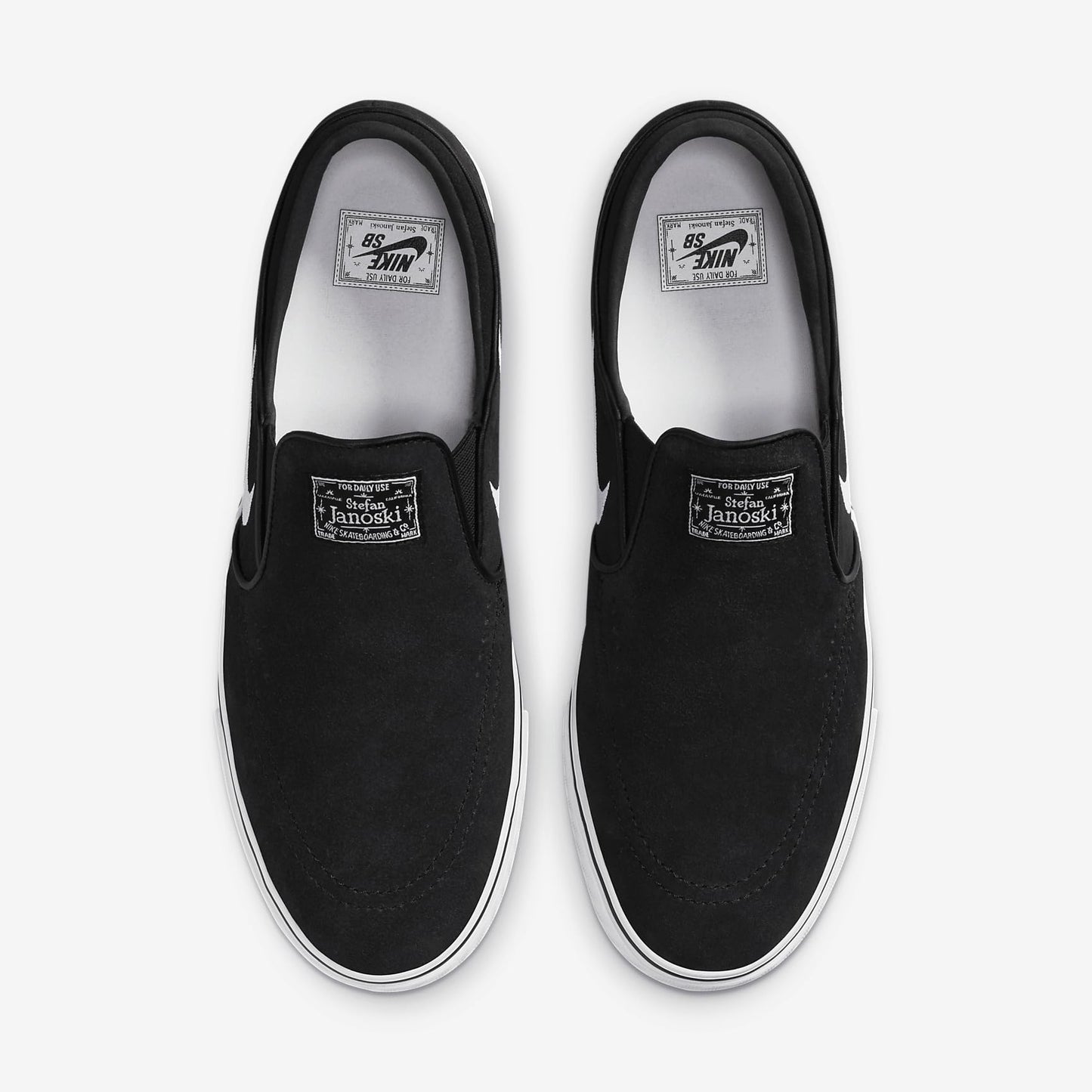 Nike SB Janoski+ Slip Skate Shoes (FN5893-001, Black/Black/Black/White)