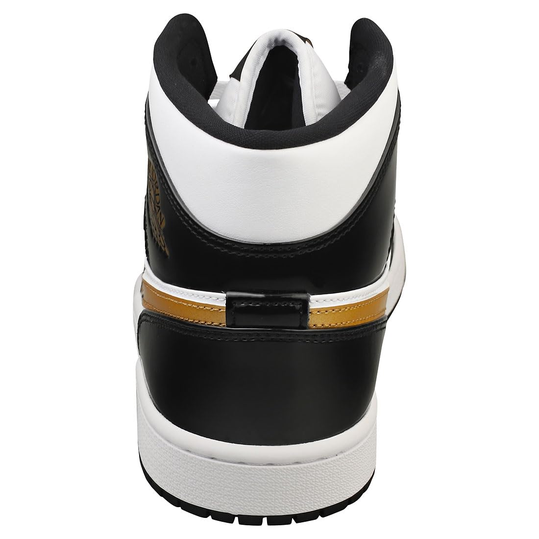 Nike Mens Jordan 1 Mid Black Gold Patent Leather