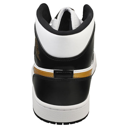 Nike Mens Jordan 1 Mid Black Gold Patent Leather