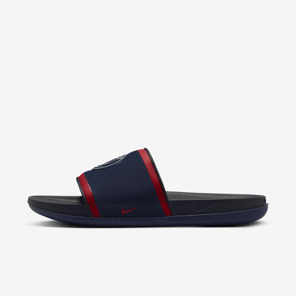 Nike Offcourt (Paris Saint-Germain) Soccer Slides (FZ3190-400, Midnight Navy/Dark Smoke Grey/University Red)
