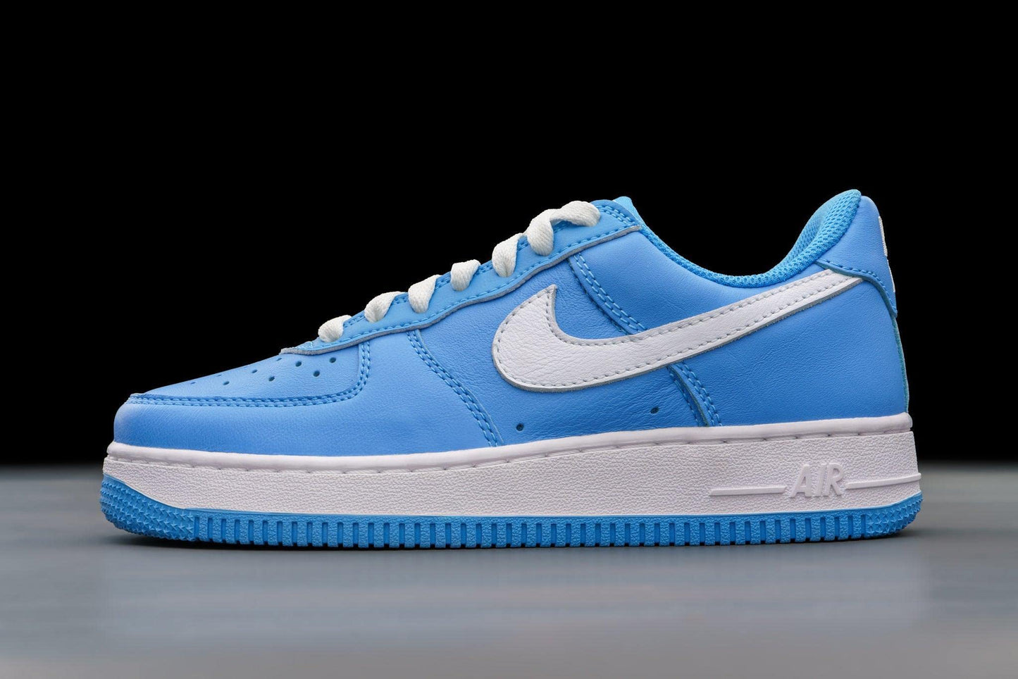 University Blue & White Nike Air Force 1 Low with Metallic Gold Accents
