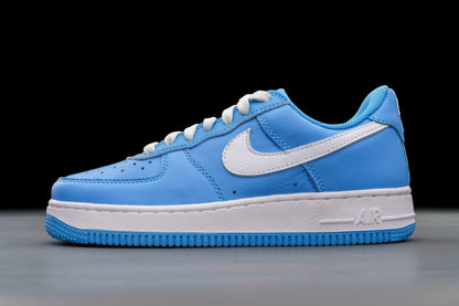 University Blue & White Nike Air Force 1 Low with Metallic Gold Accents