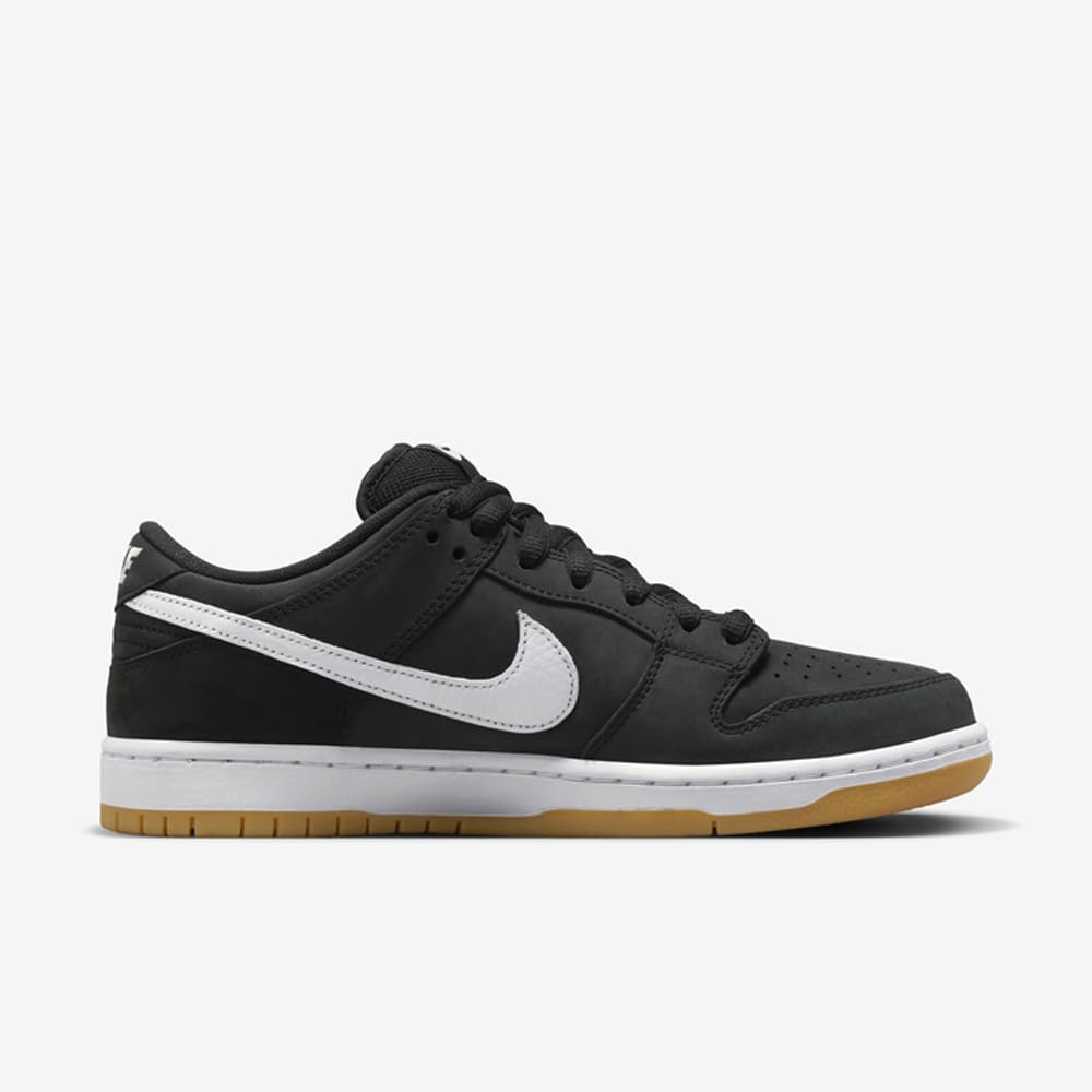 Nike Men's SB Dunk Low Pro Skate Shoes Black/White-black-gum Light Brown