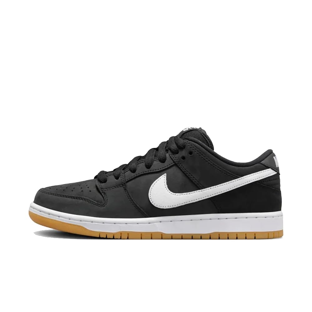 Nike Men's SB Dunk Low Pro Skate Shoes Black/White-black-gum Light Brown