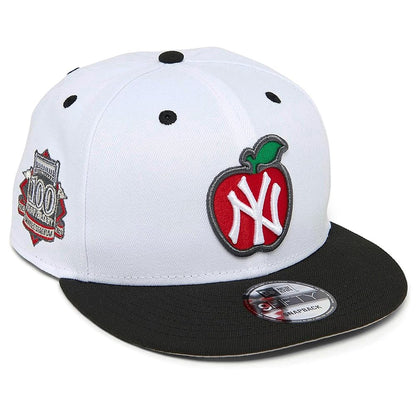 New Era NY New York Yankees 9FIFTY 100th Anniversary Big Apple Snapback Cap, Adjustable Hat White