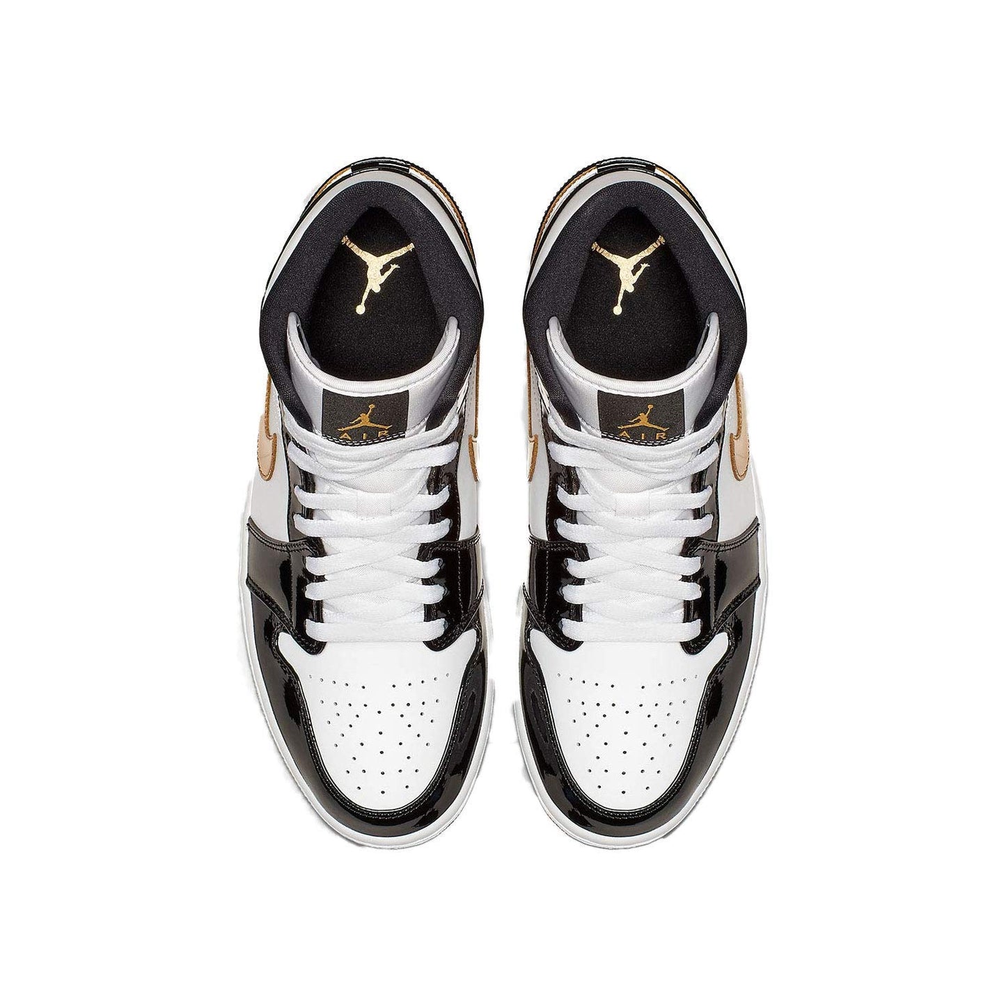 Nike Jordan Air 1 Mid (White/Metallic Gold-Obsidian 8) Black/White/Metallic Gold