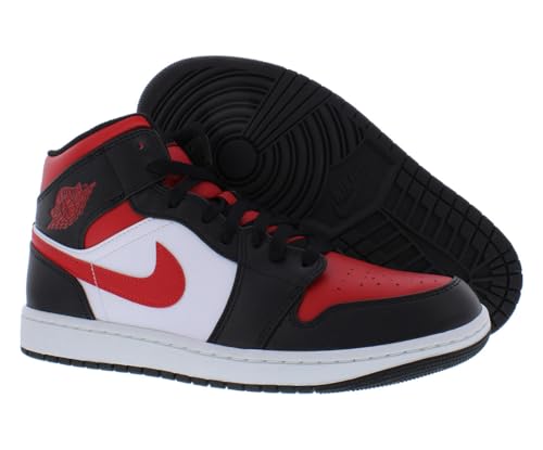 Nike Men's Air Jordan 1 Mid SE Sneaker Black Red Fire White