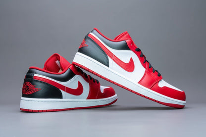 Jordan Mens 1 Low 553558 Black, White, Red (White/Gym Red-black)