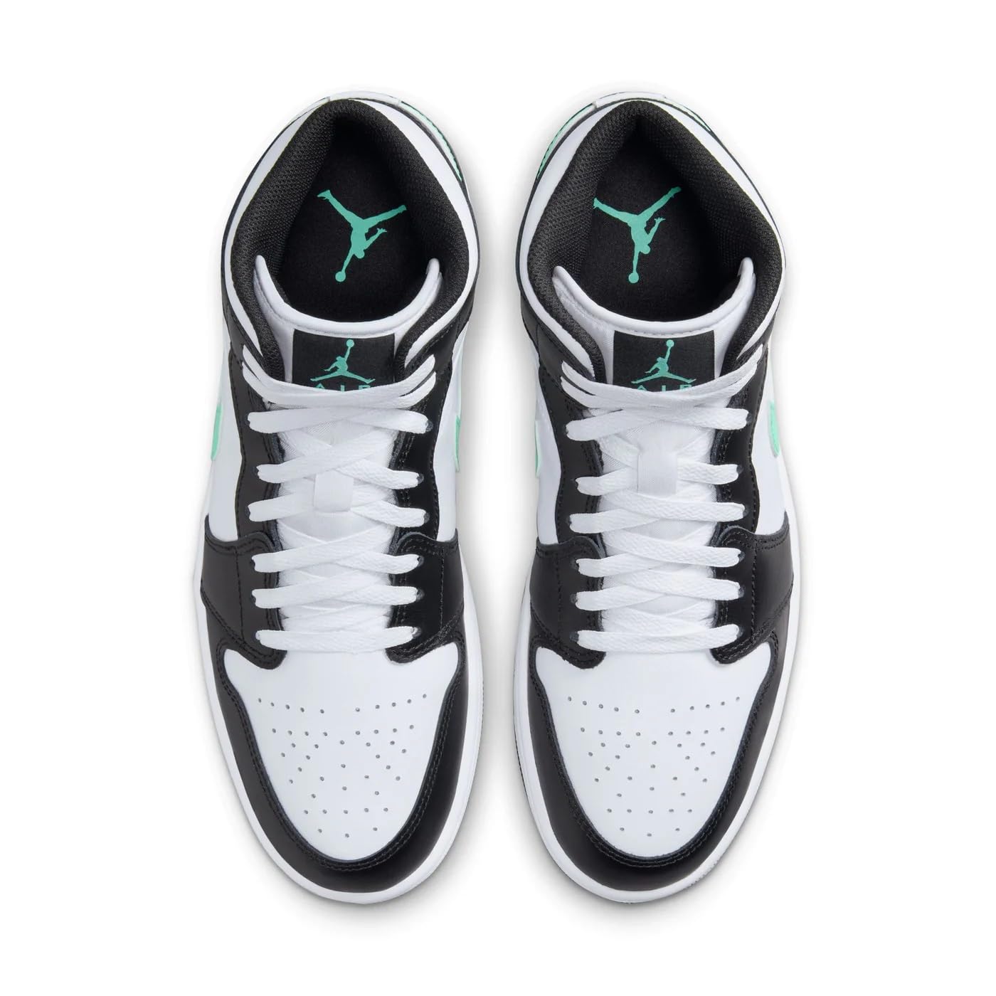 Jordan Nike Air 1 Mid Men's Shoes White/Green Glow-black