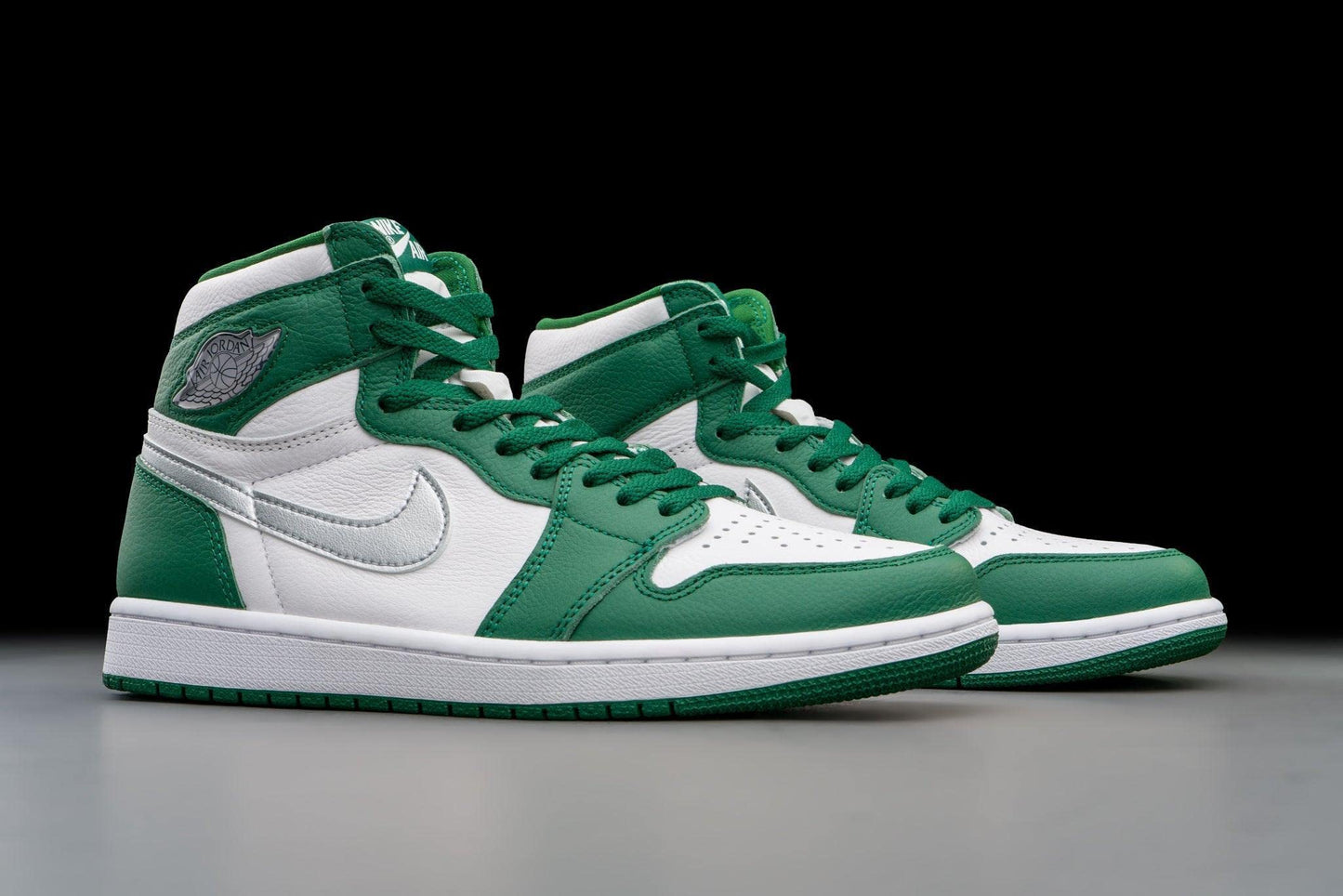 Jordan Men's 1 Retro High OG shoes, Gorge Green/Metallic Silver-wh