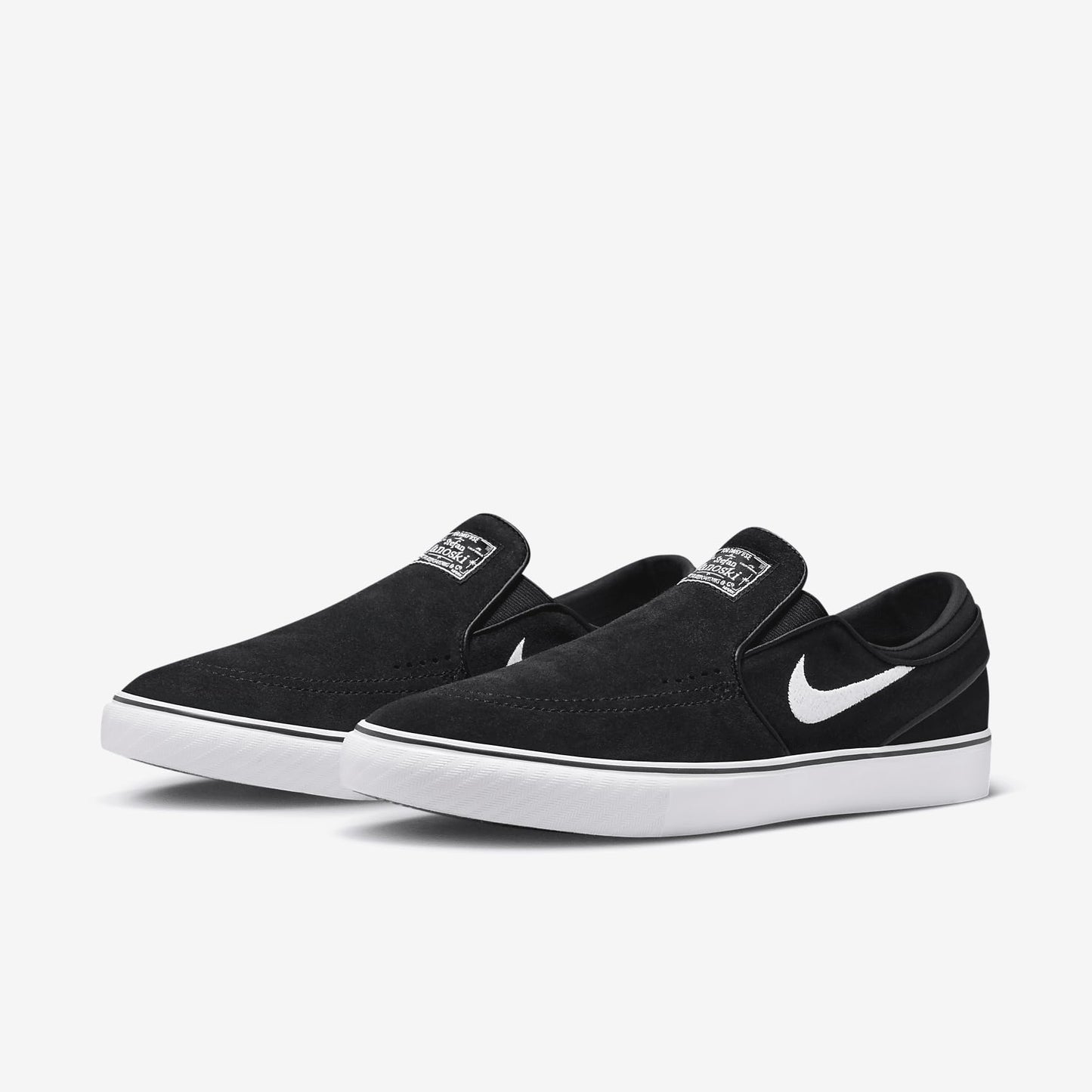 Nike SB Janoski+ Slip Skate Shoes (FN5893-001, Black/Black/Black/White)