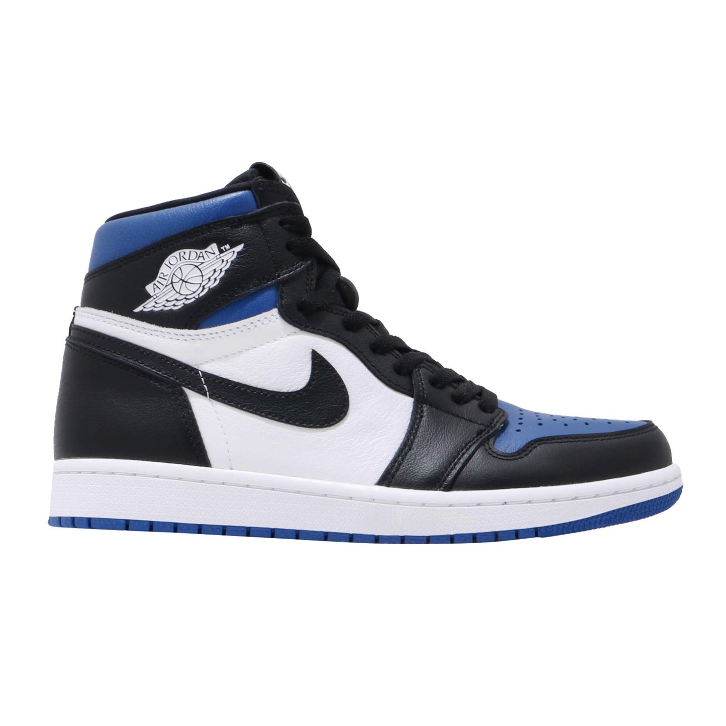 Nike Mens Air Jordan 1 Retro Royal Toe Black/White/Game Royal Leather