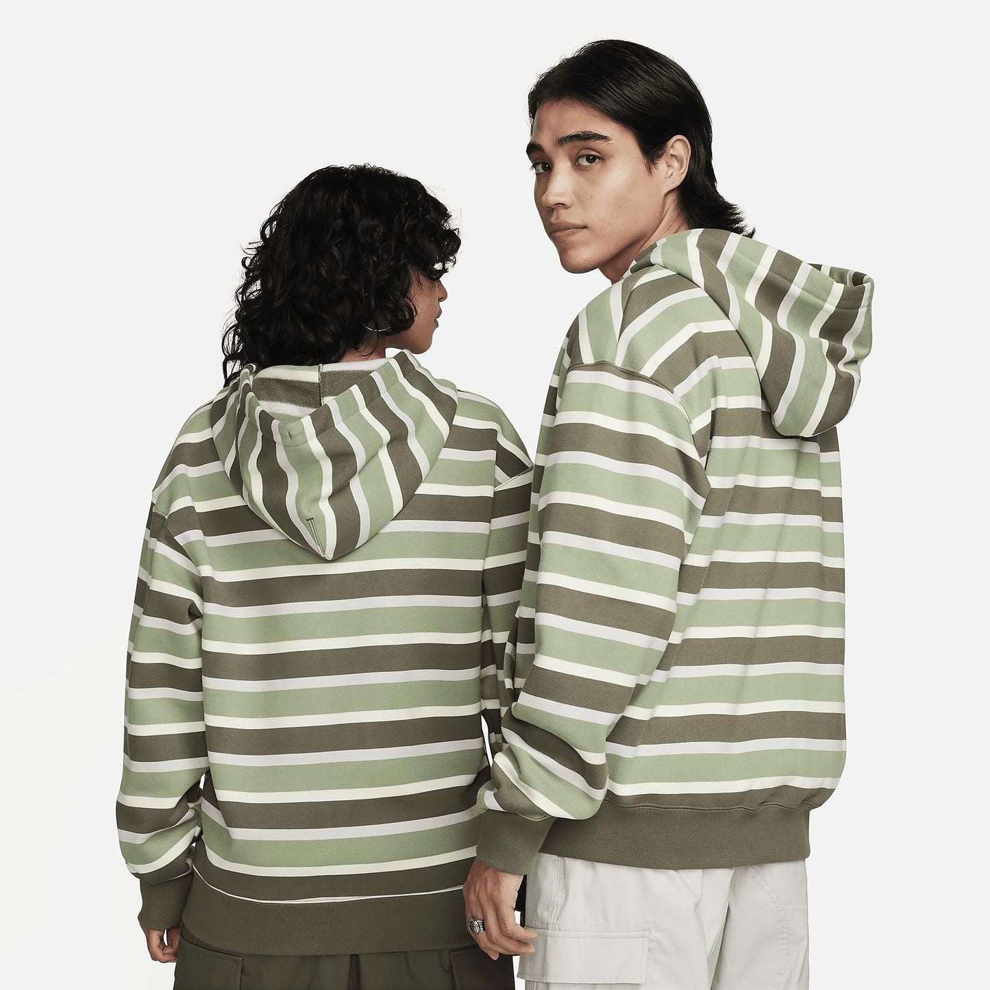 Nike SB Full-Zip Fleece Skate Hoodie (FN2512-113, Coconut Milk/Oil Green/White) Size Small