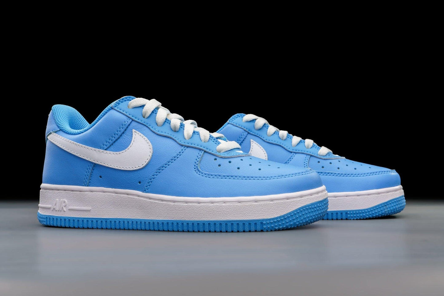 University Blue & White Nike Air Force 1 Low with Metallic Gold Accents