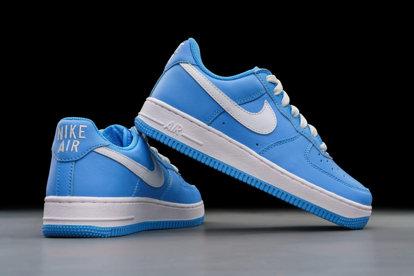 University Blue & White Nike Air Force 1 Low with Metallic Gold Accents