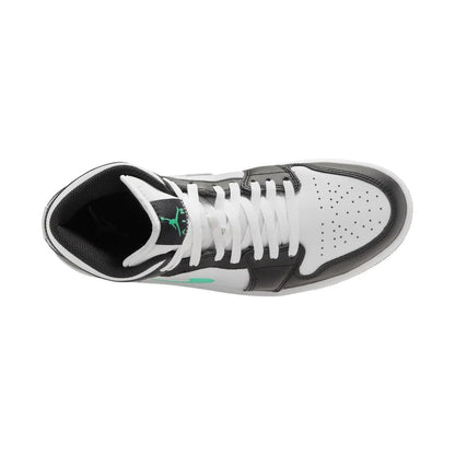 Jordan Nike Air 1 Mid Men's Shoes White/Green Glow-black