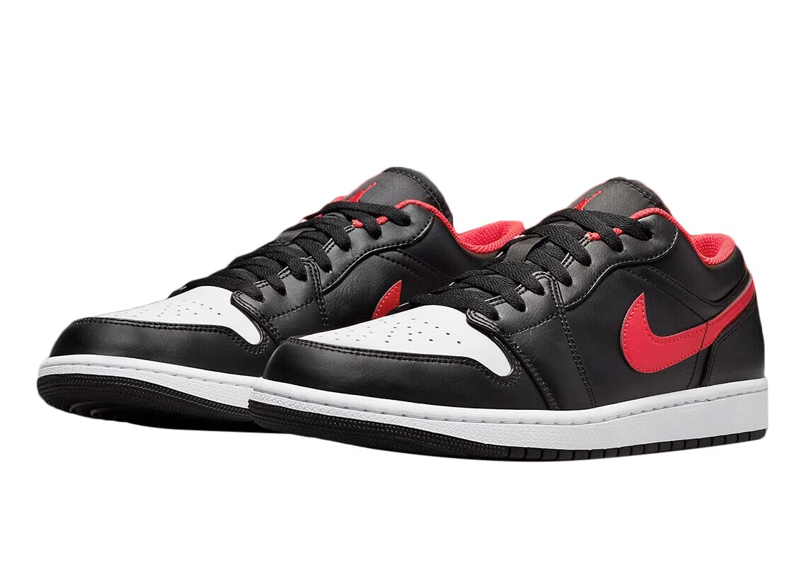 Jordan Men's Air Jordan 1 Low Sneaker, Black/Fire Red-white, 10.5