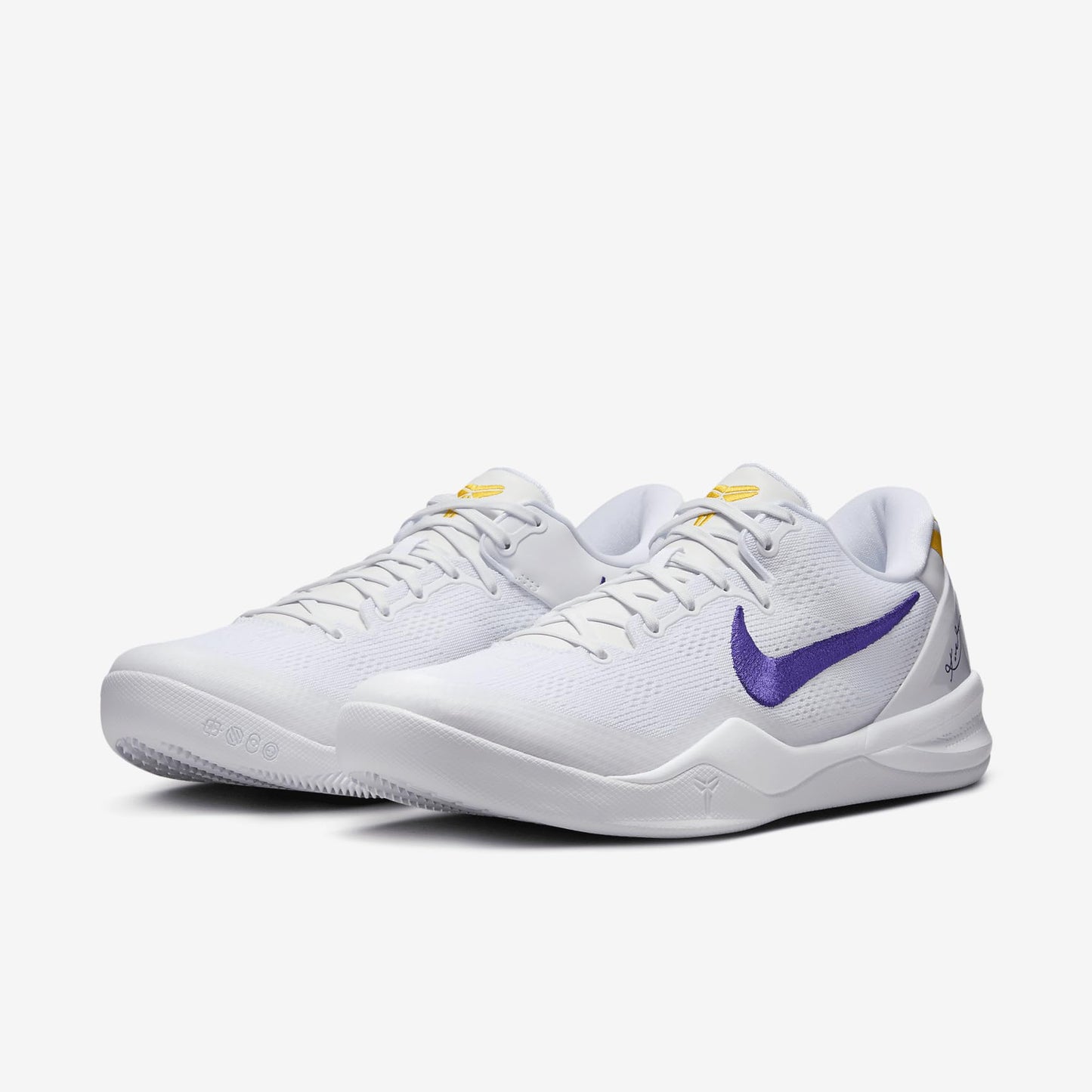 Kobe VIII Protro Basketball Shoes (HF9550-100, White/University Gold/Court Purple)