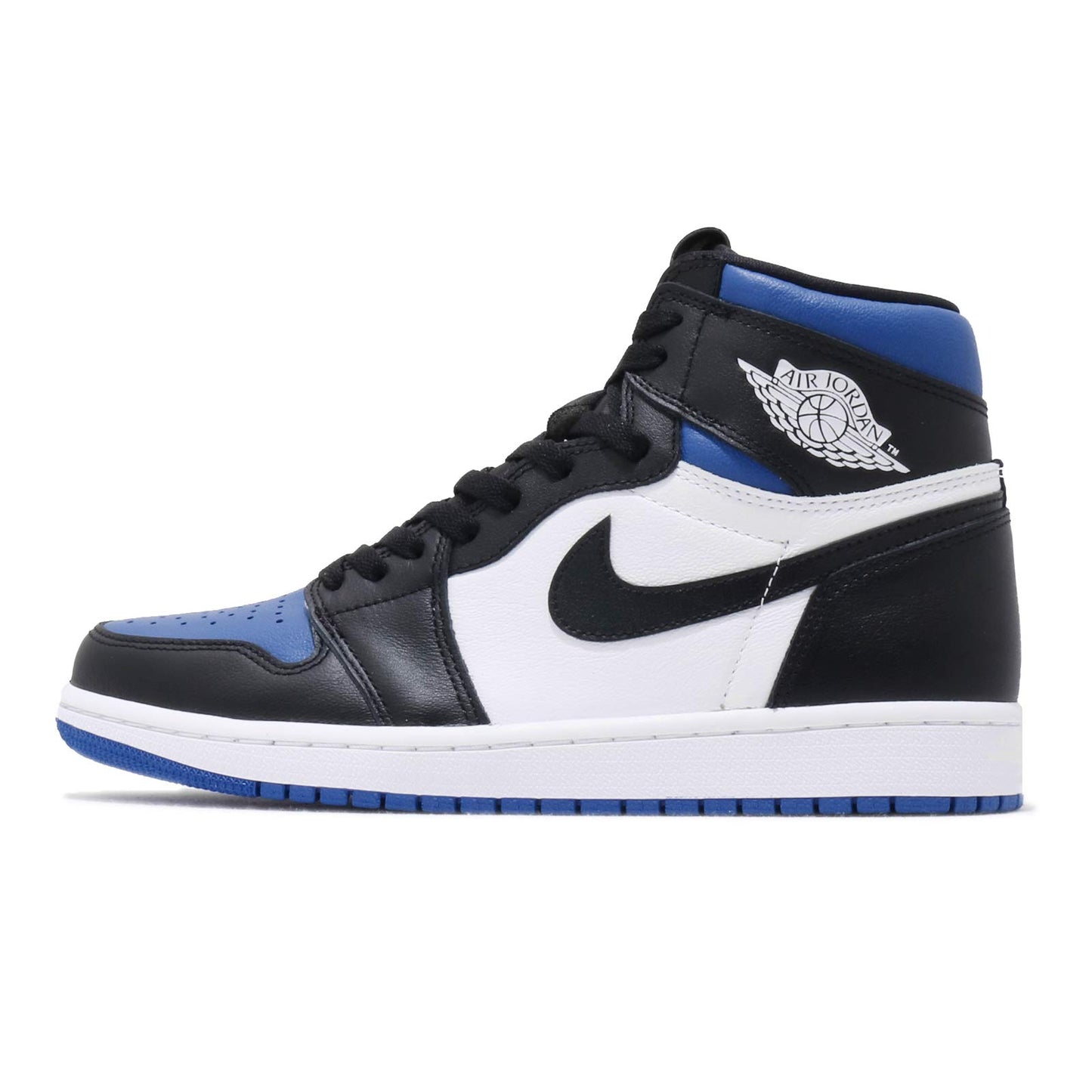 Nike Mens Air Jordan 1 Retro Royal Toe Black/White/Game Royal Leather
