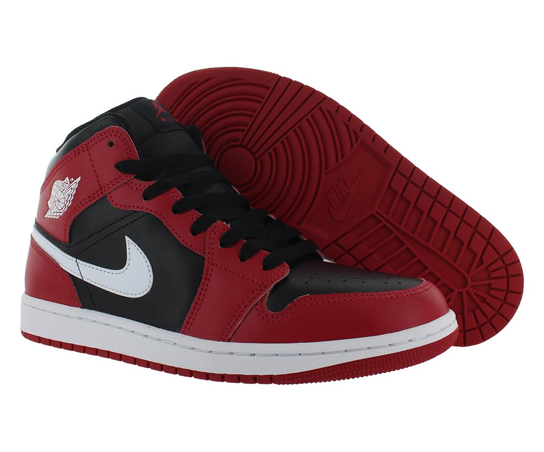 Jordan Men's 1 Mid White/Midnight Navy-Wolf Grey (DQ8426 104) Black/Gym Red/White