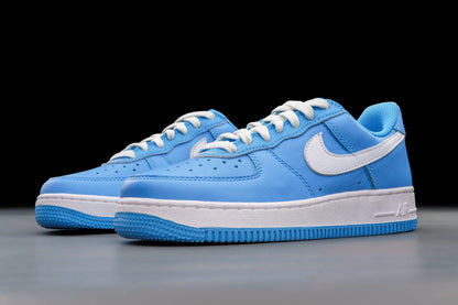 University Blue & White Nike Air Force 1 Low with Metallic Gold Accents