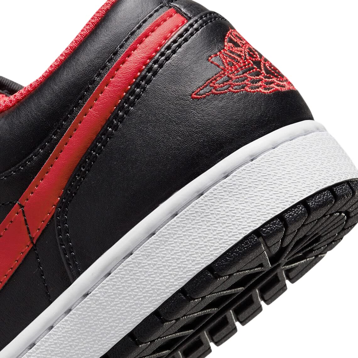 Jordan Men's Air Jordan 1 Low Sneaker, Black/Fire Red-white, 10.5
